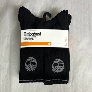 New Timberland Socks 6 Pair Men’s Black Performance Cushioned Crew Casual Socks